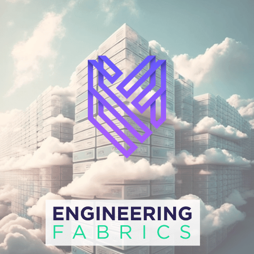 logo engineering fabrics devant une illustration d'un serveur informatique dans les nuages
